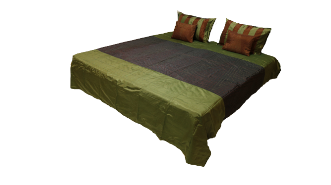 Linb Kantha Double Bedcover with 2 Pillow Covers and 2 Cushion Covers