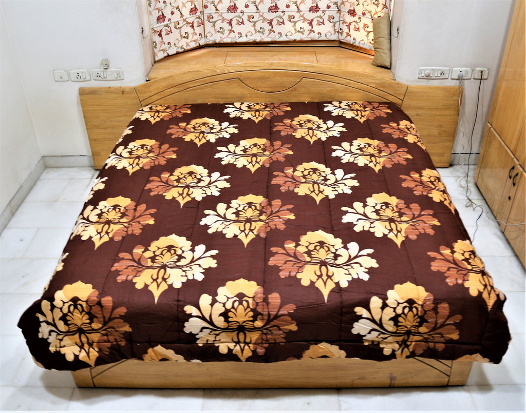 Portico Printed(Brown/Beige) Cotton AC Quilt (90x100 Inch)-250 GSM - Jagdish Store Online Since 1965