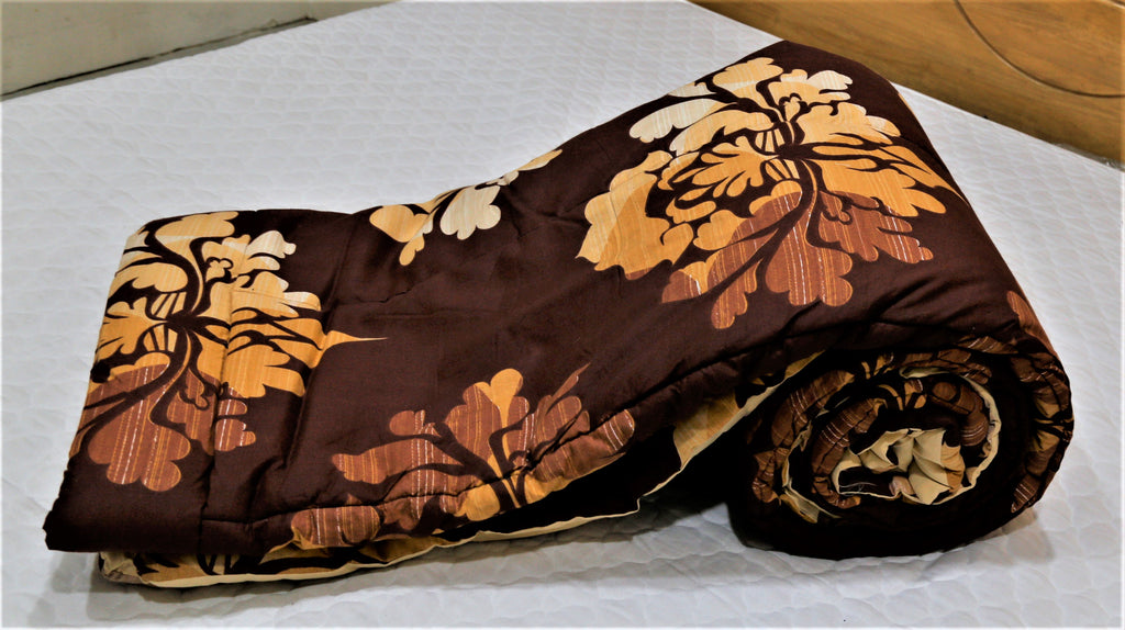 Portico Printed(Brown/Beige) Cotton AC Quilt (90x100 Inch)-250 GSM - Jagdish Store Online Since 1965