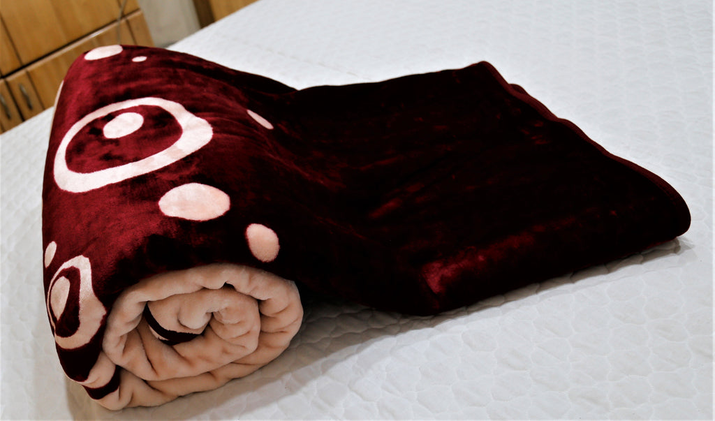 Belpa (Printed) Burgundy Blanket-(220 X 240 Cm) - Jagdish Store Online Since 1965