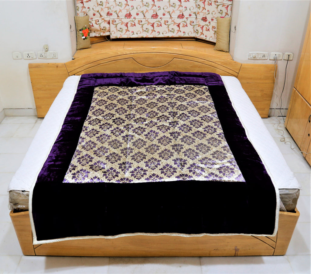 Maximus Printed (Purple/Cream) Chenille Quilt (60x90 Inch)-350 GSM - Jagdish Store Online Since 1965
