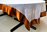 Printed (60x120 Inch)Table Cover(White/Rust)-Sheer/Satin - Jagdish Store Online Since 1965