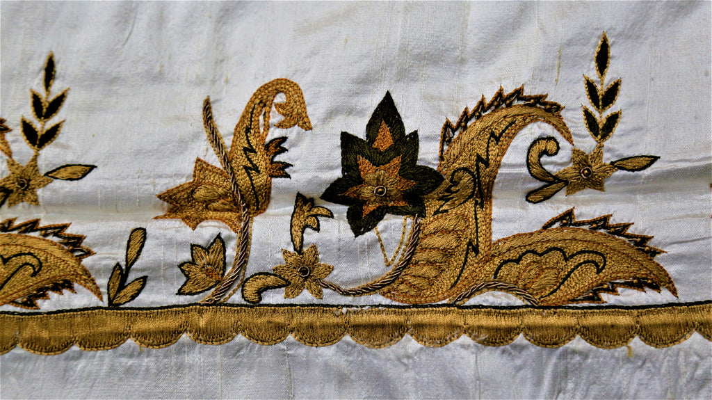 Embroidery(60x90 Inch)Table Cover(Cream/Golden)-Silk - Jagdish Store Online Since 1965