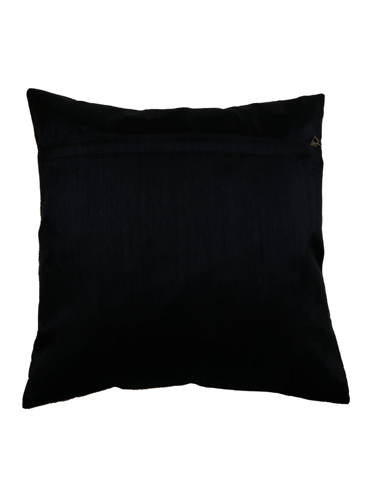 (Black/Gold)Brocade- Dupion Silk Cushion Cover - Jagdish Store Online Since 1965