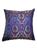Blue Brocade Dupion Silk Cushion Cover