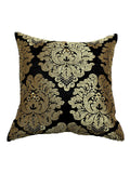 Black with Golden Embroidery Polyester Cushion Cover
