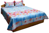 Printed-Cotton Quilted Double Bedcover Set 2 Pillow Covers