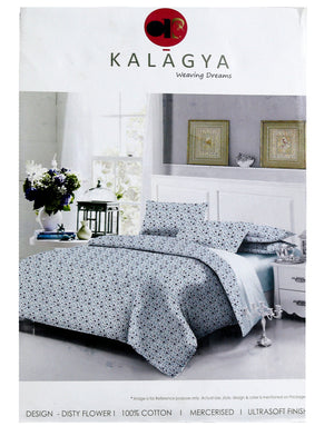 Kalagya- Disty Flower Printed Cotton Bedsheet(112 X 112 Inch) Set -(1 bedsheet+ 4 Pillow Covers) - Jagdish Store Online Since 1965