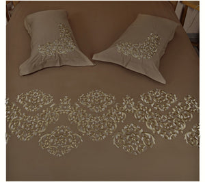 Kalagya Ampelos Embroidery Cotton Bedsheet(112 X 112 Inch) Set -(1 bedsheet+ 2 Pillow Covers) - Jagdish Store Online Since 1965