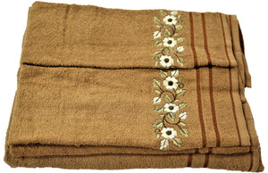 (Camel) Embroidery Cotton Bath Towel Set-4 Pcs Set - Jagdish Store Online Since 1965