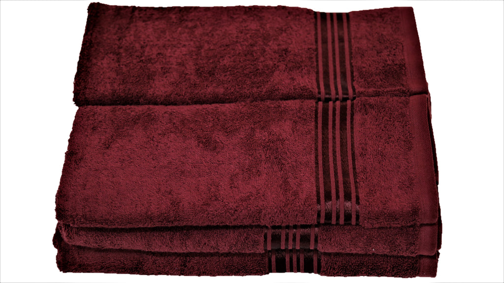 (Burgundy) Plain Cotton Bath Towel Set-4 Pcs Set - Jagdish Store Online Since 1965