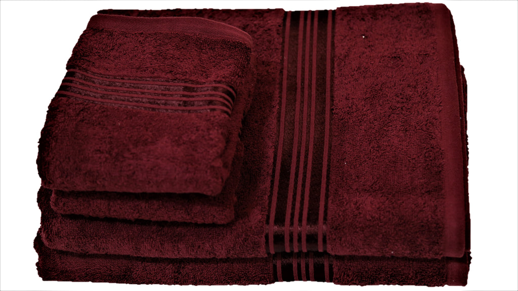 (Burgundy) Plain Cotton Bath Towel Set-4 Pcs Set - Jagdish Store Online Since 1965