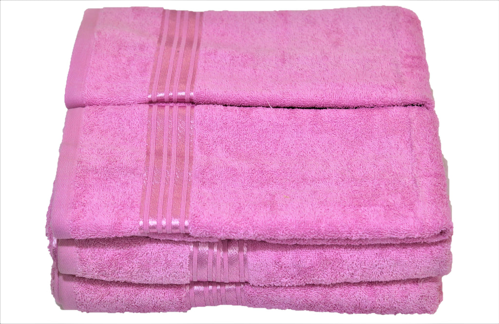 (Pink) Plain Cotton Bath Towel Set-4 Pcs Set - Jagdish Store Online Since 1965