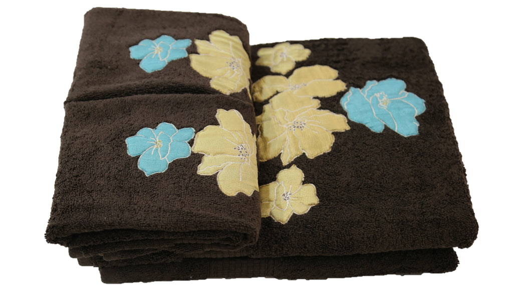 (Coffee) Patch Work Cotton Bath Towel Set-4 Pcs Set - Jagdish Store Online Since 1965