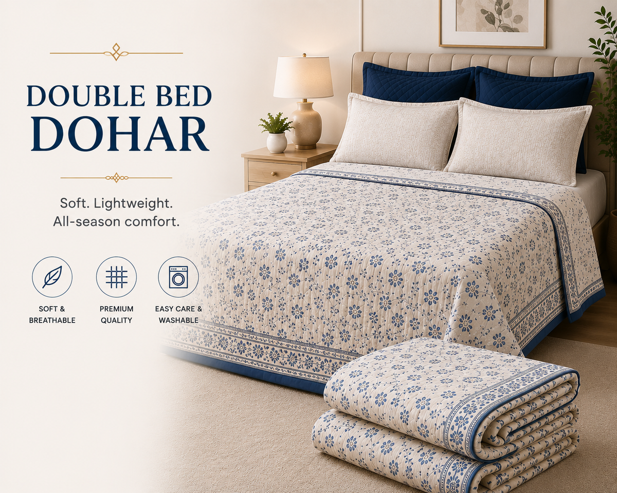 Premium double bed dohar for lightweight all season comfort