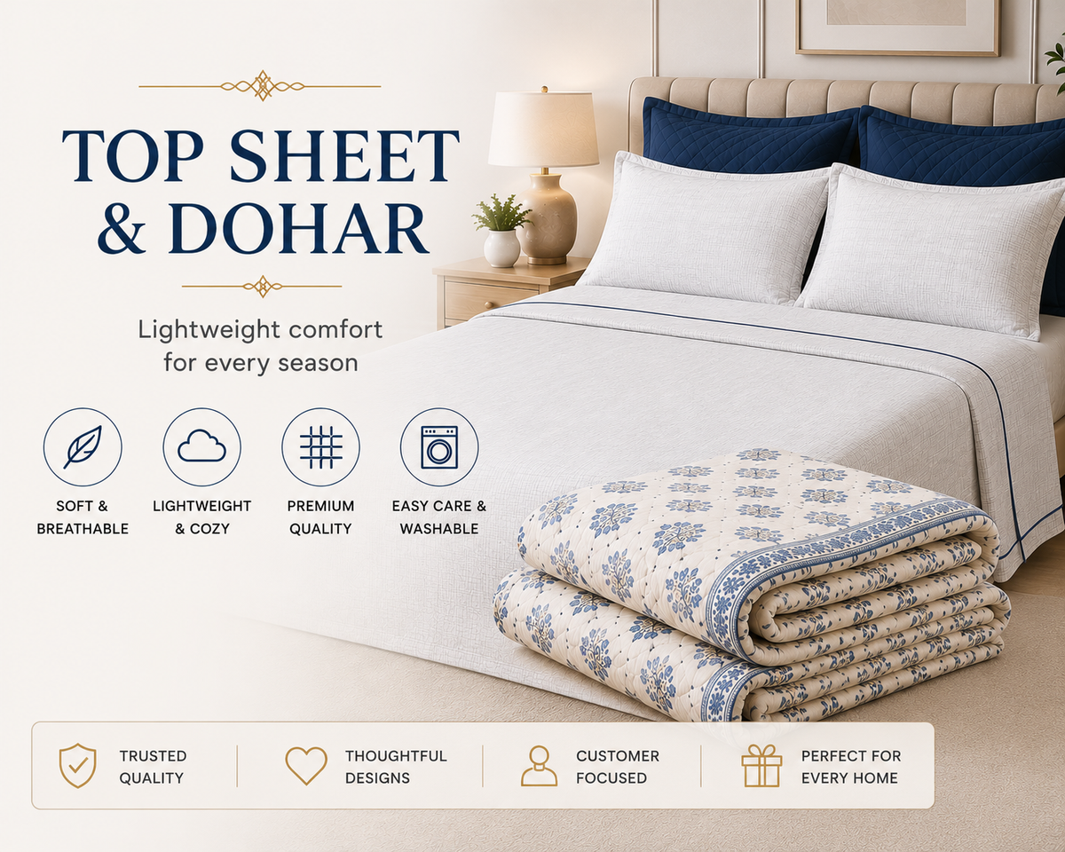 Comfortable all season dohar and top sheet bedding collection