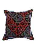 Multicolor embroidered polyester cushion cover black base 16x16 inch