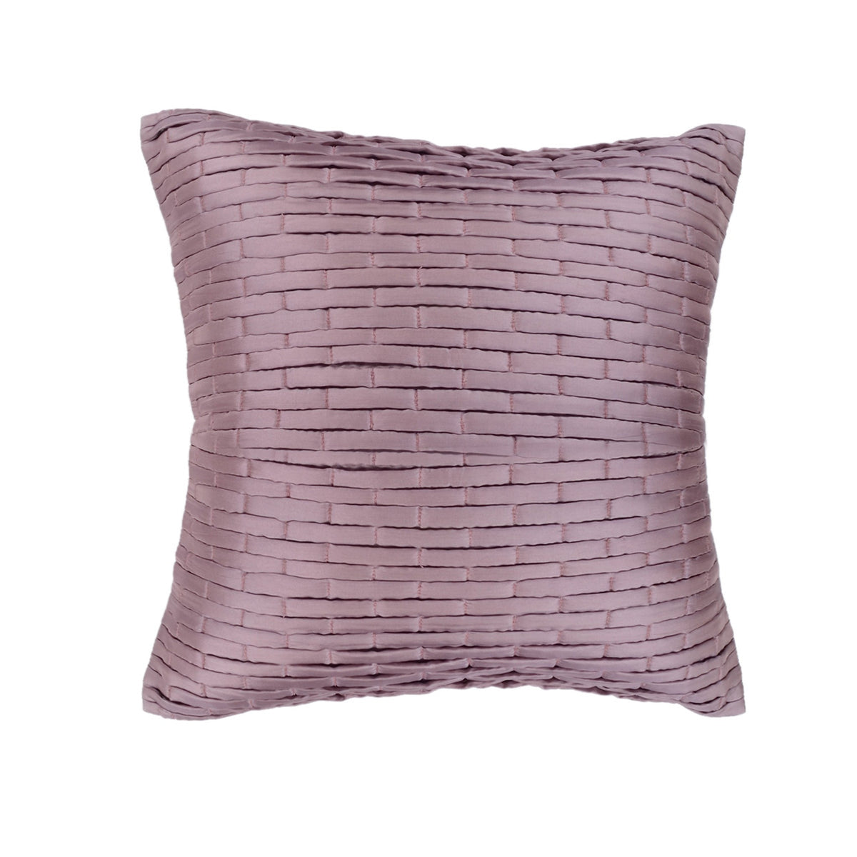 Dusty lavender poly silk cushion cover with horizontal pintuck pleat texture