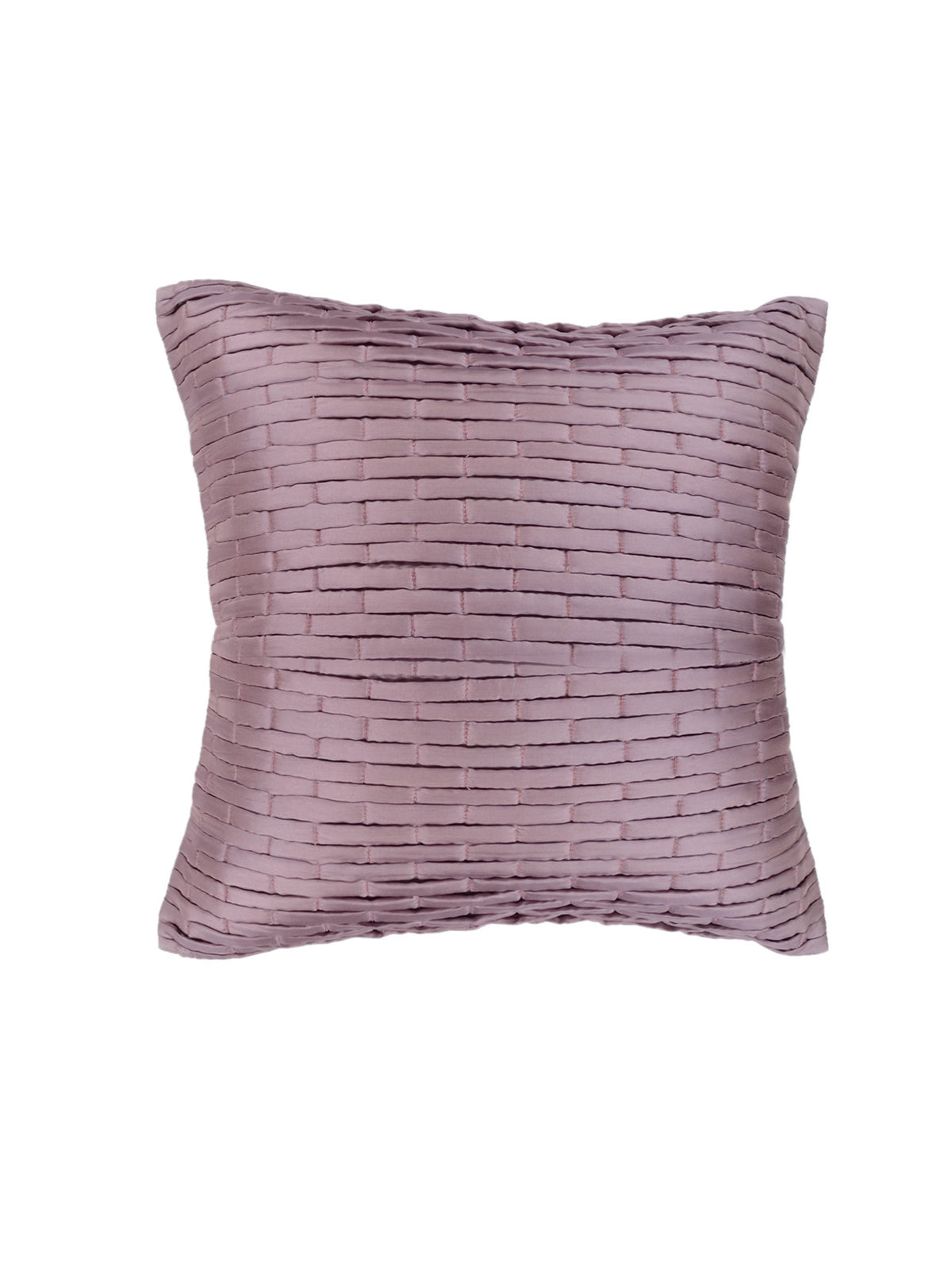 Dusty lavender poly silk cushion cover with horizontal pintuck pleat texture