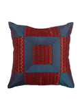 Dark blue art silk embroidered cushion cover 16x16 inch front view