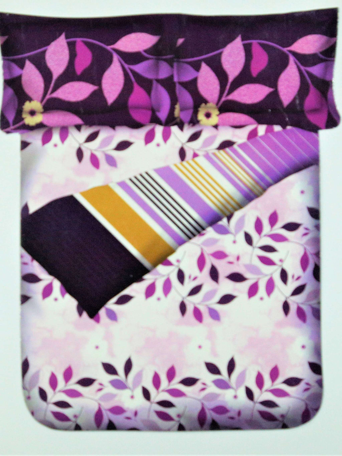 Floral print cotton double bedsheet set 90x108 inch with 2 pillow covers