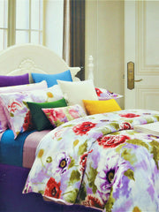 Floral print cotton double bedsheet set 100x108 inch with 2 pillow covers