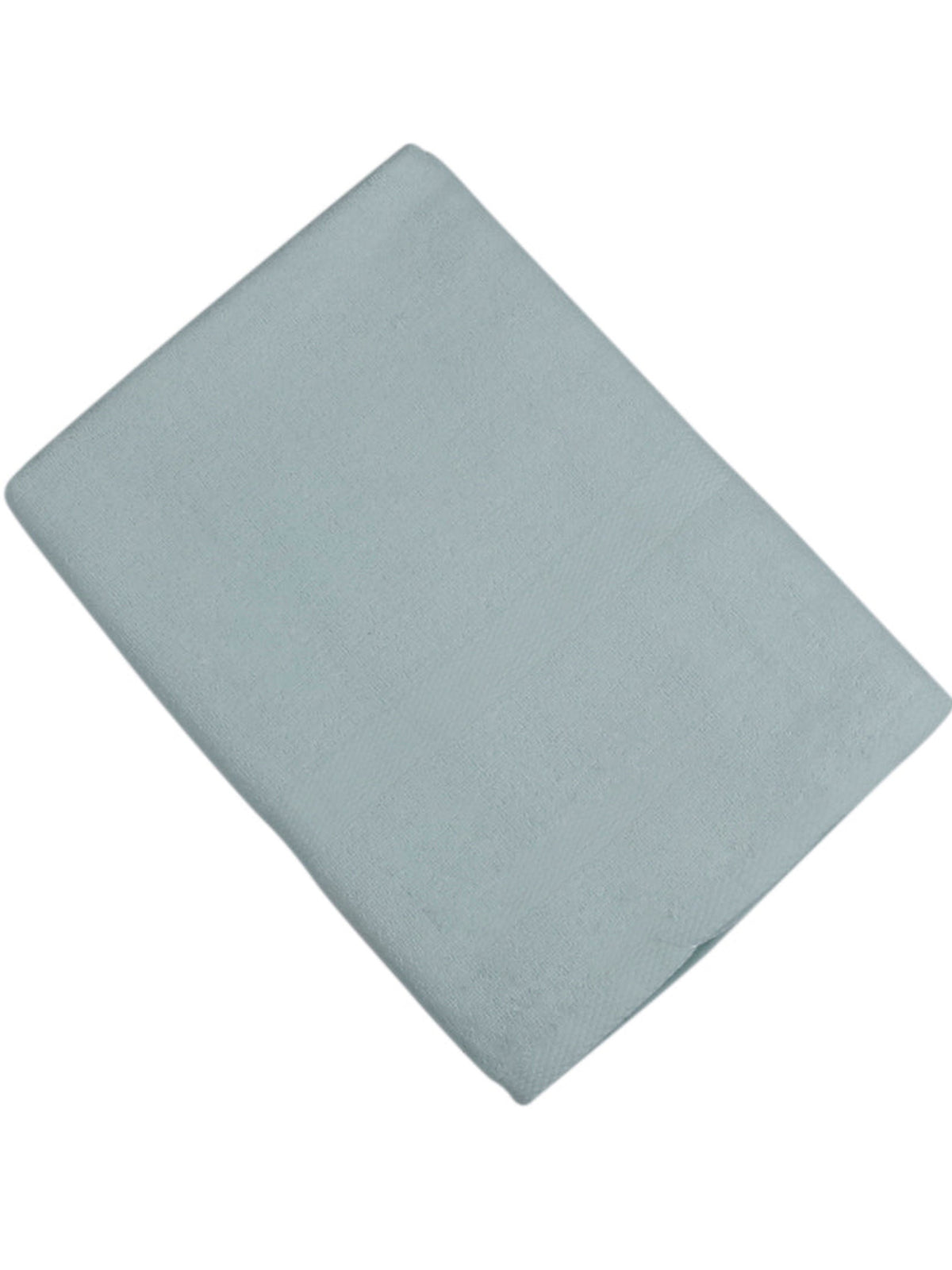 Mint-blue bamboo bath towel folded diagonally on a white background