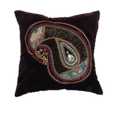Brown paisley chenille cushion cover 16x16 inch front view