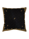 Black Hand Embroidered Silk Cushion Cover 16x16 inch front view