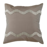 Grey hand embroidered poly silk cushion cover 16x16 inch front view