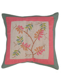 Brown Embroidered Dupion Silk Cushion Cover 16x16 inch front view