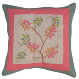 Brown Embroidered Dupion Silk Cushion Cover 16x16 inch front view