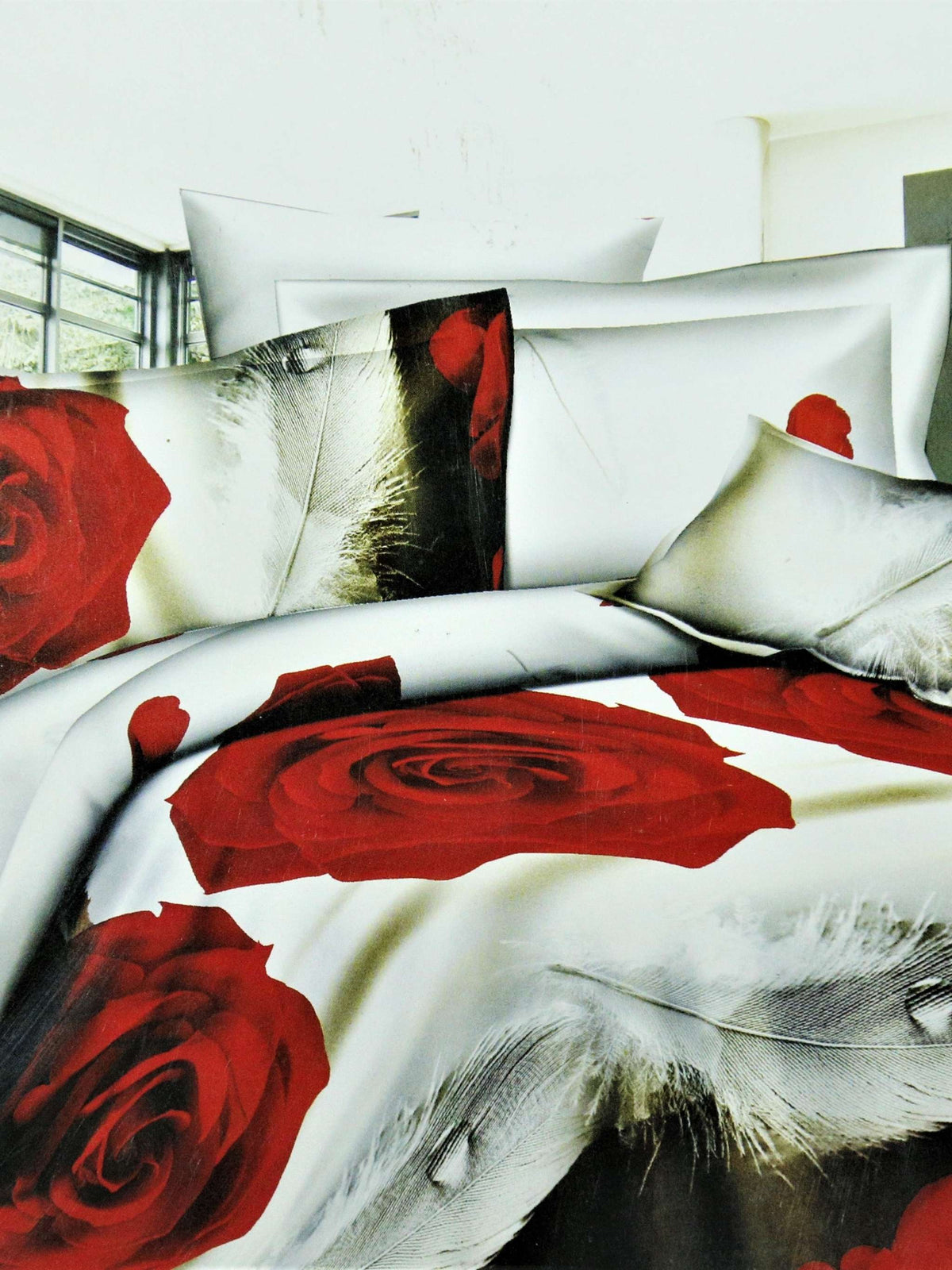 Floral print polycotton double bedsheet set 90x100 inch with 2 pillow covers