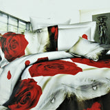 Floral print polycotton double bedsheet set 90x100 inch with 2 pillow covers