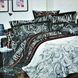 Black Abstract Polycotton Bedsheet Set 90x100 inch front view