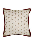 Beige Sequin Work Dupion Silk Cushion Cover 16x16 inch front view