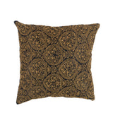 Black embroidered silk cushion cover 16x16 inch front view