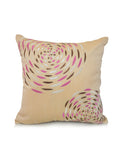 Beige Embroidered Poly Silk Cushion Cover 16x16 inch front view