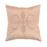 Beige Sequin Work Dupion Silk Cushion Cover 16x16 inch front view