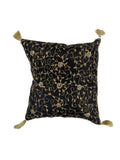 Black Hand Embroidered Satin Cushion Cover 16x16 inch front view