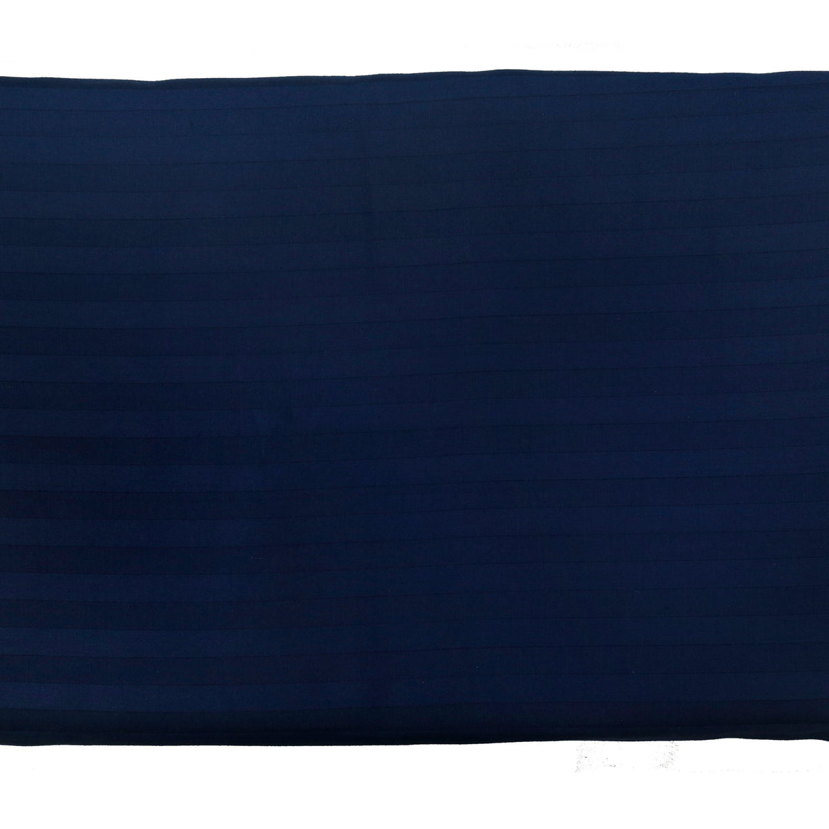 Solid navy blue cotton bedsheet with a tone-on-tone satin stripe weave