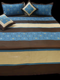 Embroidery Design Dupion Silk Double Bedcover with 2 Pillow Covers and 2 Cushion Covers