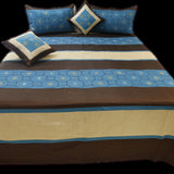 Brown Embroidered Dupion Silk Bedcover 90x108 inch front view