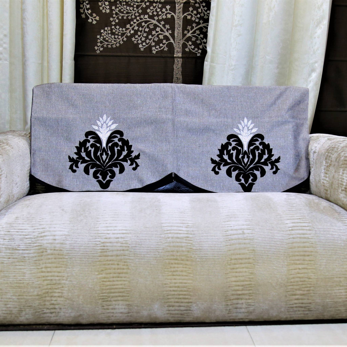 Black Polyester Sofa Back 23x25 inch front view