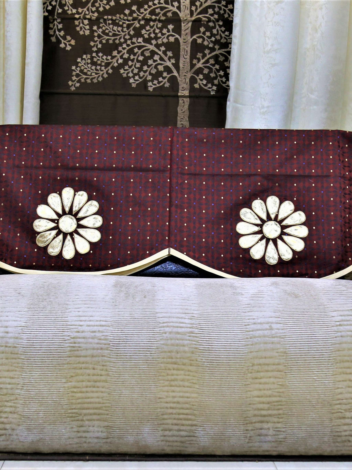 Maroon Patchwork Polyester Sofa Back 23x25 inch front view