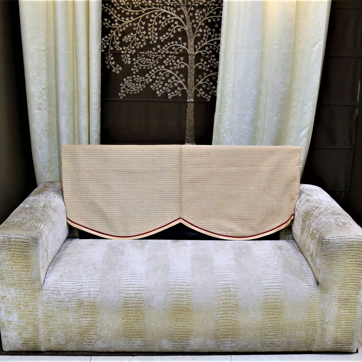 Beige Chenille Sofa Back 23x25 inch front view