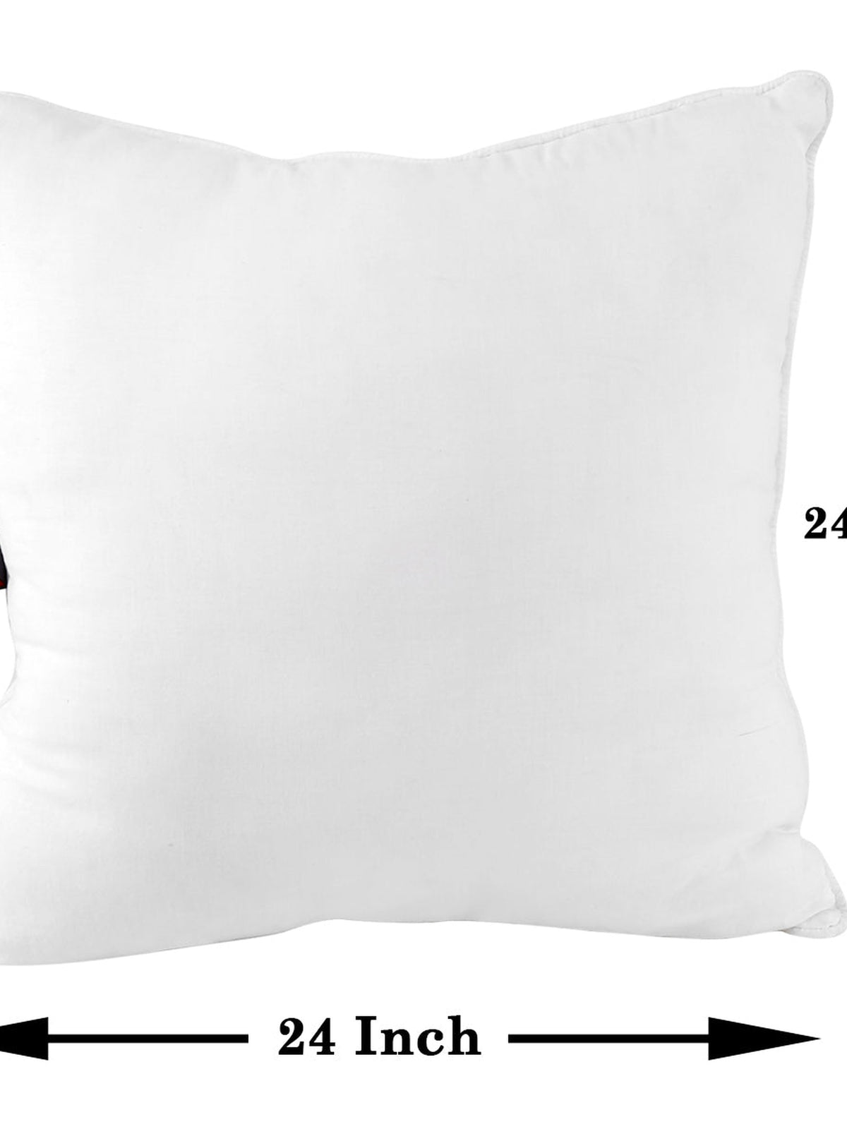 White square polyfill cushion insert with 24 x 24 inch dimensions marked
