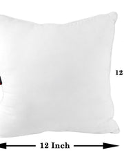 White square polyfill cushion insert with 12 x 12 inch dimensions marked