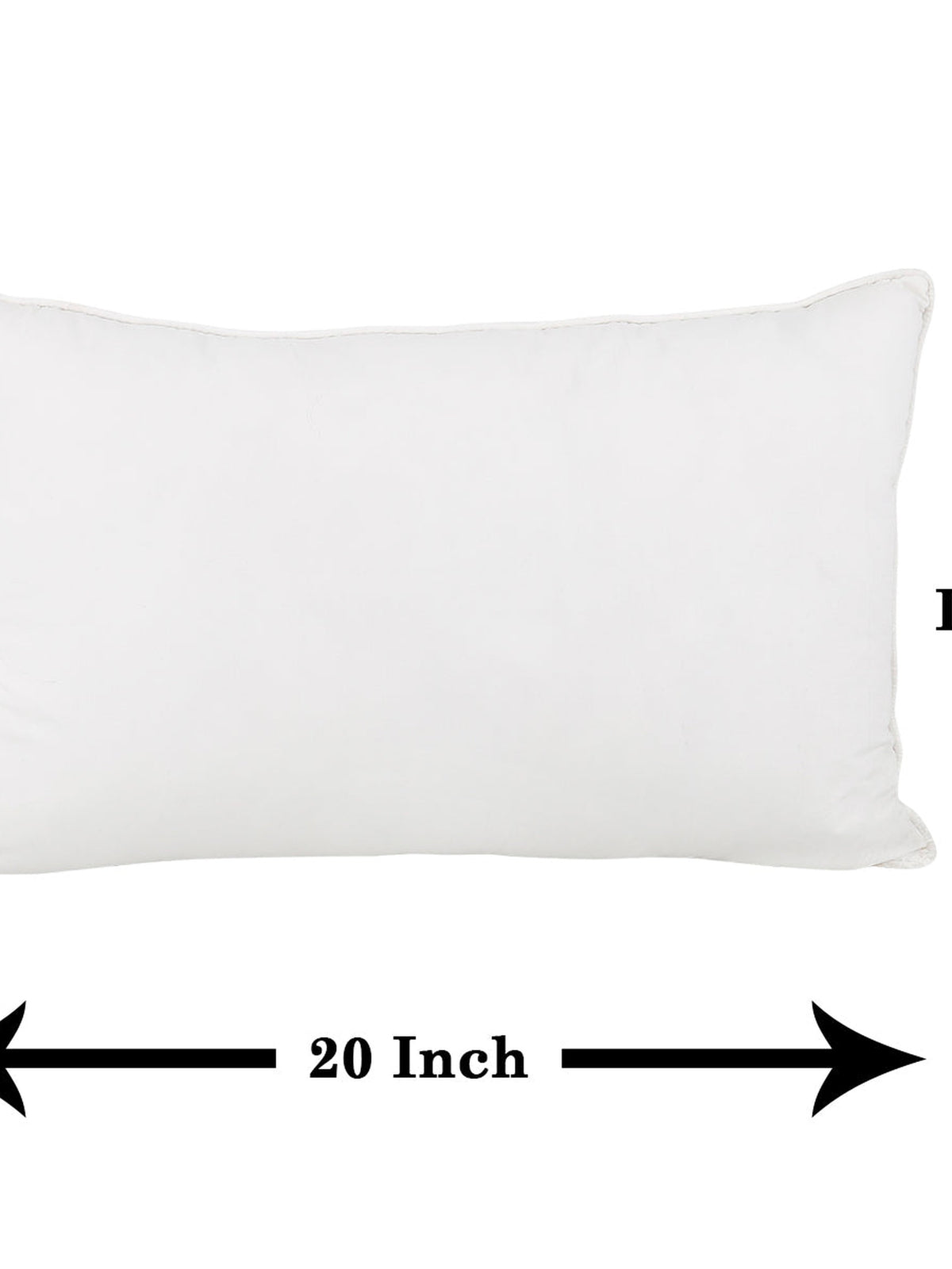 White rectangular polyfill pillow insert with 20 x 12 inch dimensions marked