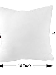 White square polyfill cushion insert with 18 x 18 inch dimensions marked